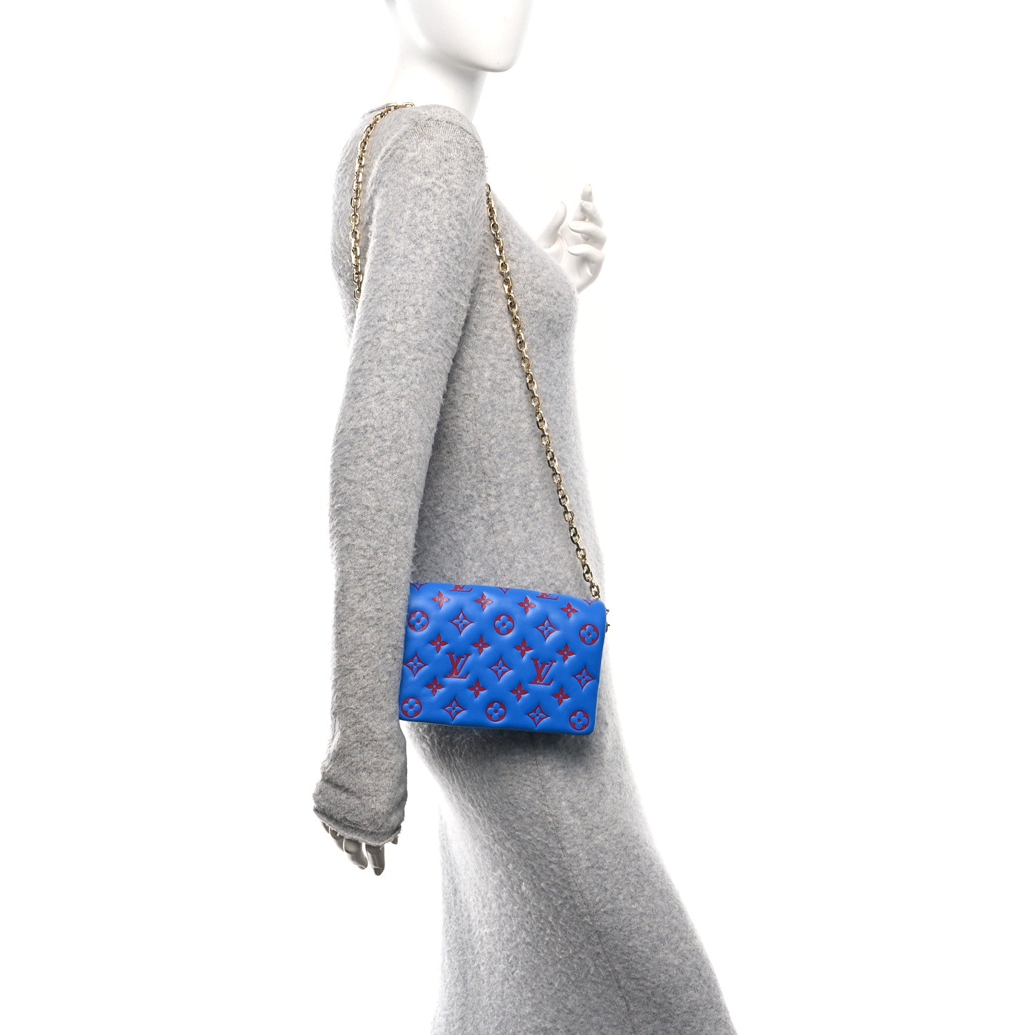 Louis Vuitton Lambskin Embossed Monogram Vuittamins Pochette Coussin Blue Red 2 of 10