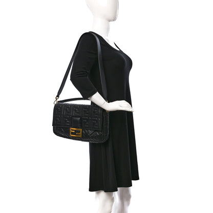 Fendi Nappa FF 1974 Embossed Large Baguette Black 2 of 9