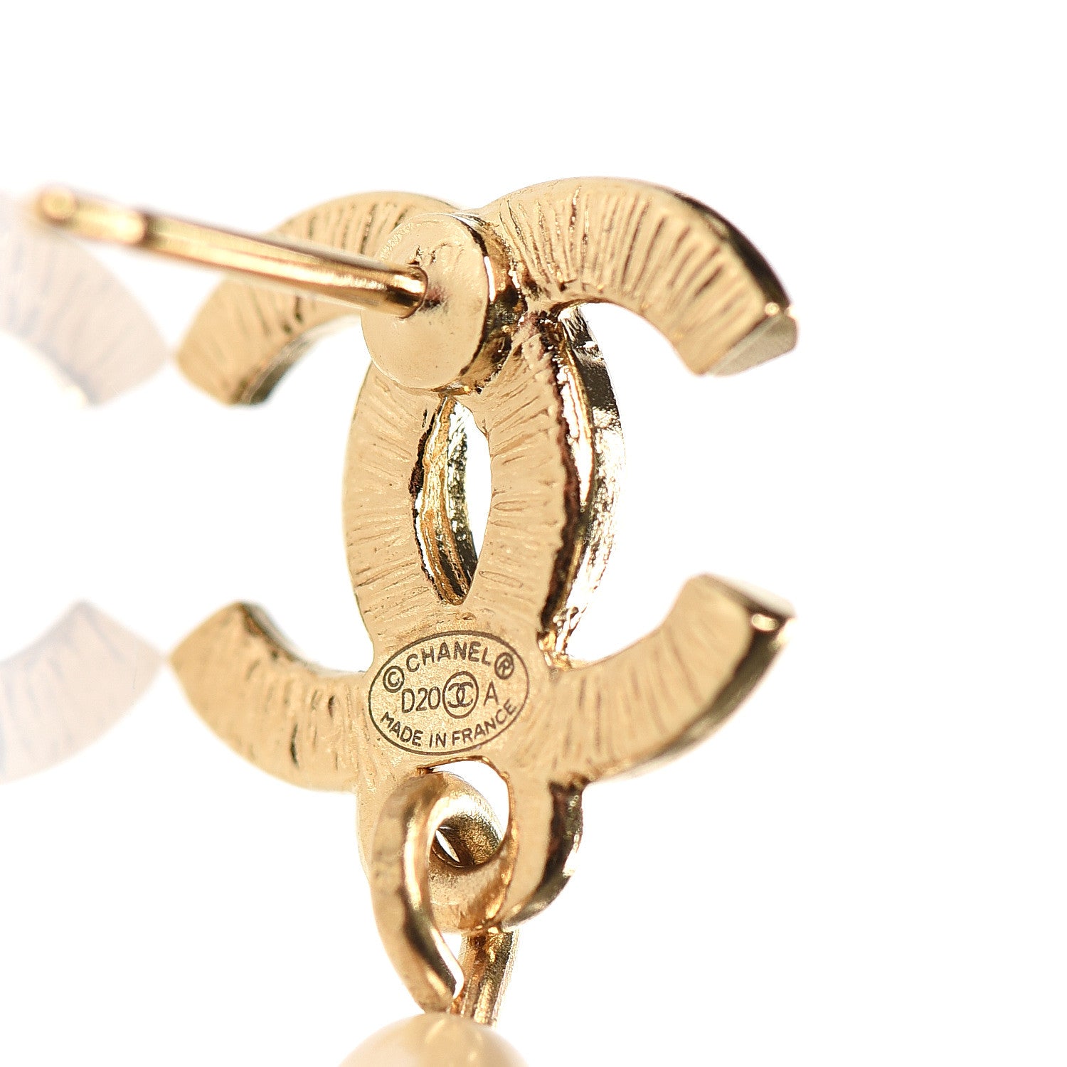Chanel Metal CC Pearl Drop Earrings Gold 4 of 5