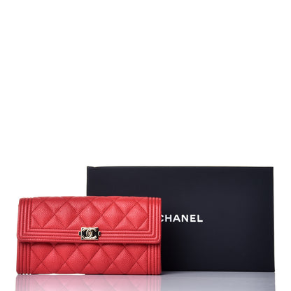 Chanel Caviar Quilted Boy Flap Wallet Red 16 of 16