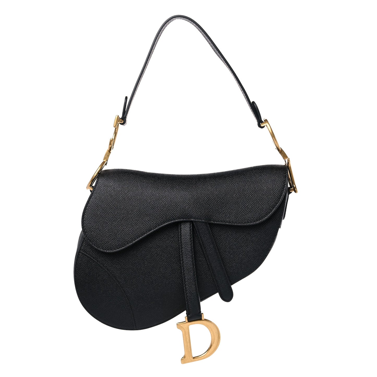 Grained Calfskin Saddle Bag Black