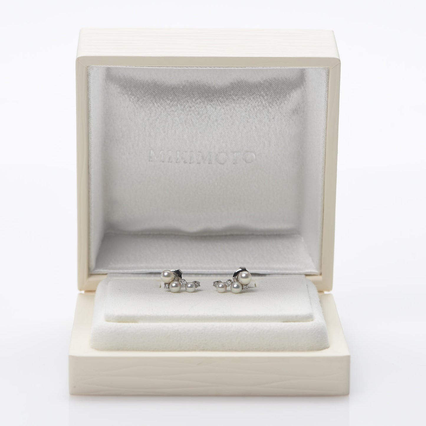 18K White Gold Diamond Akoya Pearl Bubbles Earrings