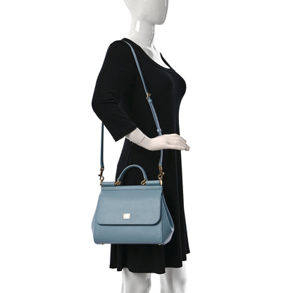 Dolce & Gabbana Dauphine Calfskin Miss Sicily Satchel Light Blue 2 of 9