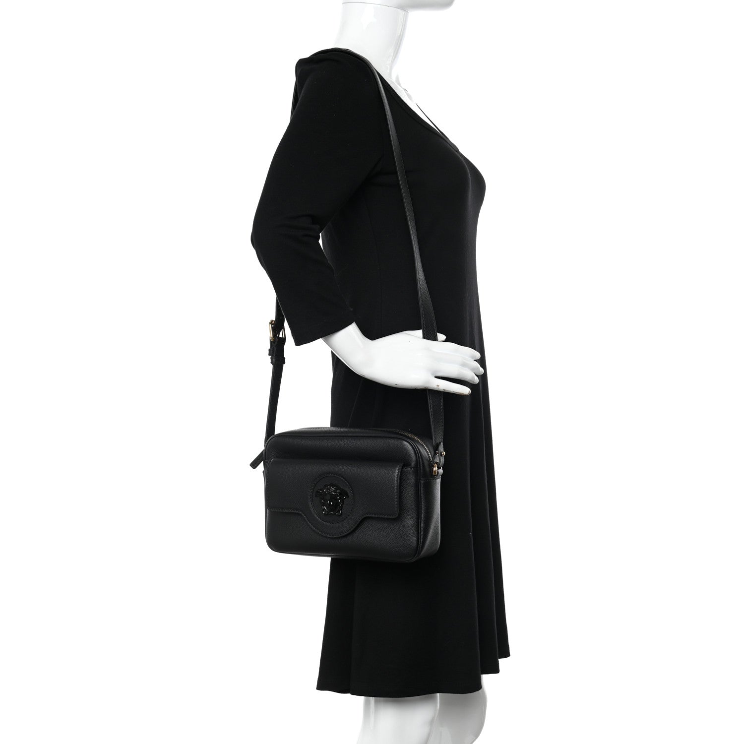Versace Grained Calfskin Medusa Camera Bag Black 2 of 9