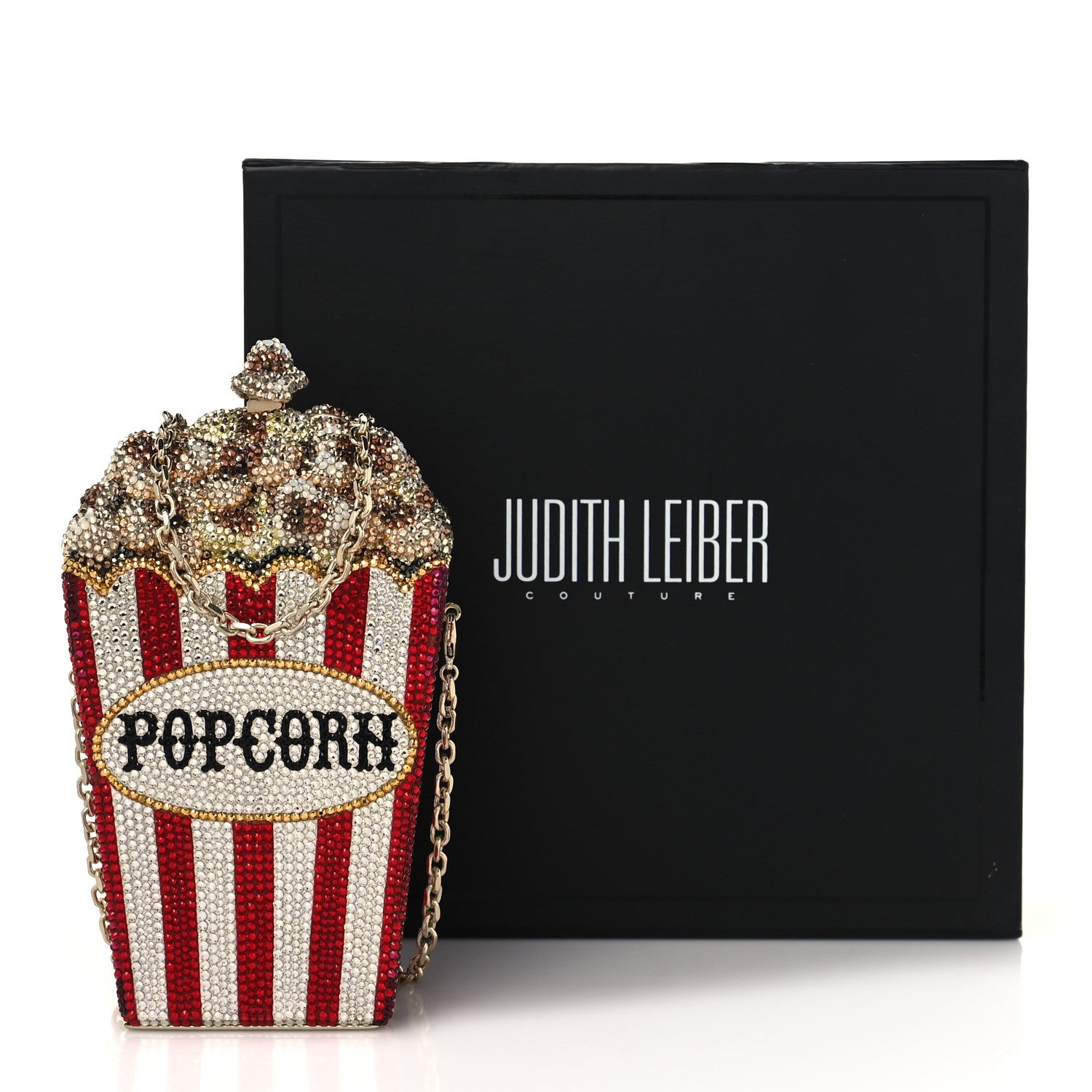 Judith Leiber Crystal Matinee Popcorn Clutch Red White 10 of 10