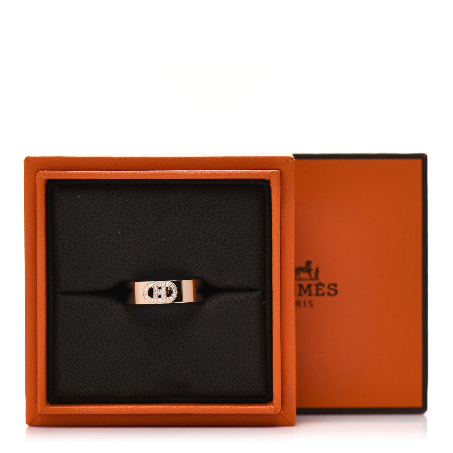 Hermes 18K Rose Gold Diamond PM H D'Ancre Ring 54 6.75 5 of 5