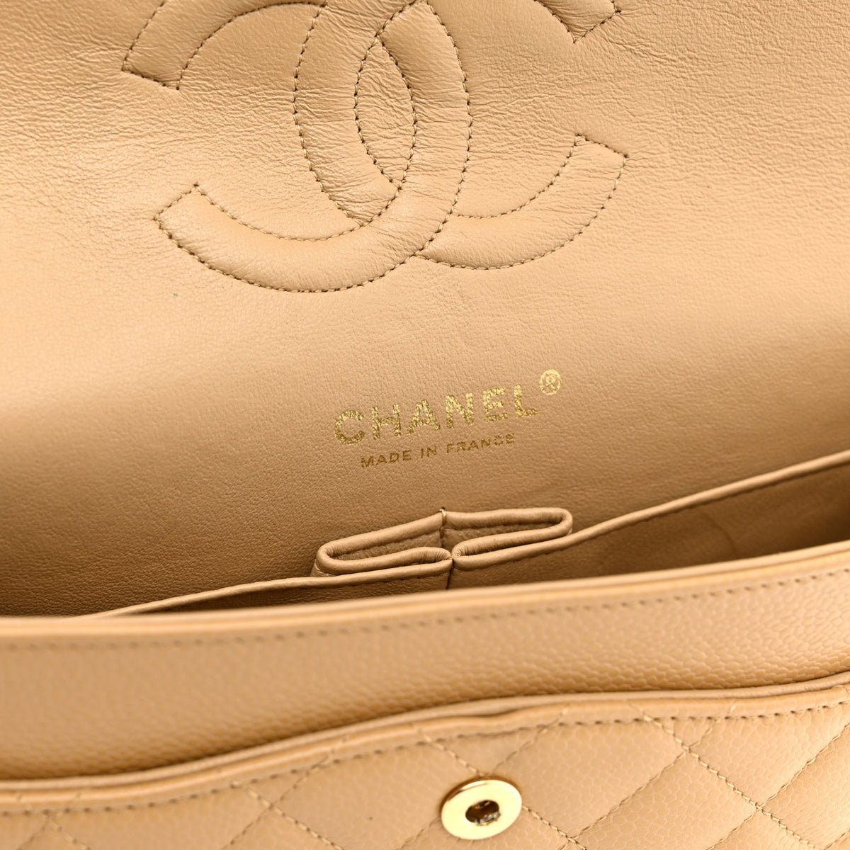 Chanel Caviar Quilted Medium Double Flap Beige 6 of 11
