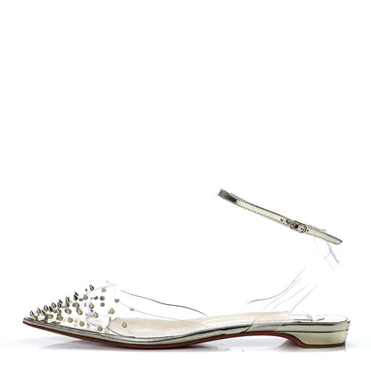 Christian Louboutin PVC Specchio Spikoo Flats 41.5 Light Gold 1 of 8