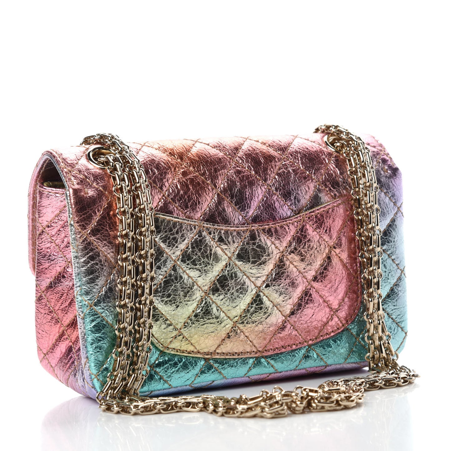 Metallic Goatskin Quilted Mini 2.55 Reissue Flap Multicolor
