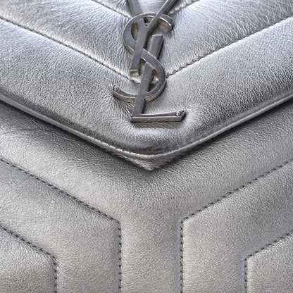 Saint Laurent Calfskin Y Quilted Monogram Small Loulou Chain Satchel Silver 15 of 15
