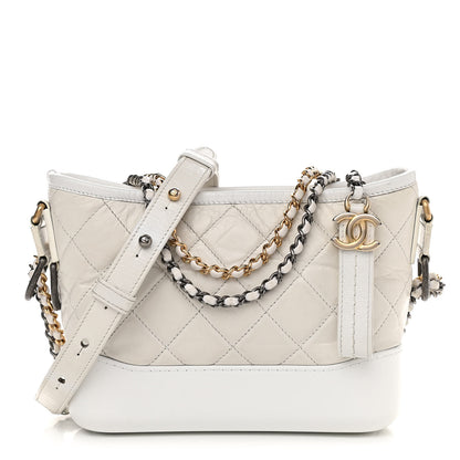 Chanel Aged Calfskin Quilted Small Gabrielle Hobo White 1 of 13