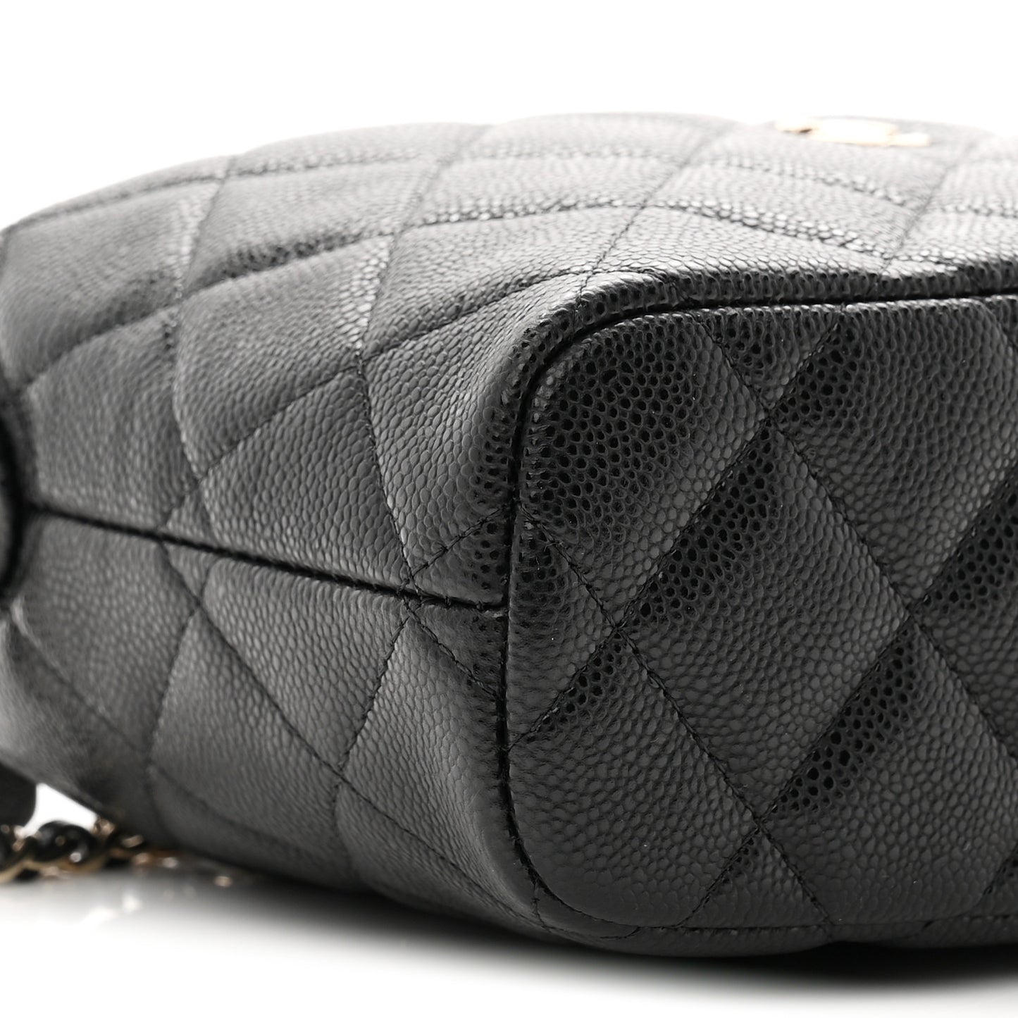 Caviar Quilted Hobo Clutch With Chain Black