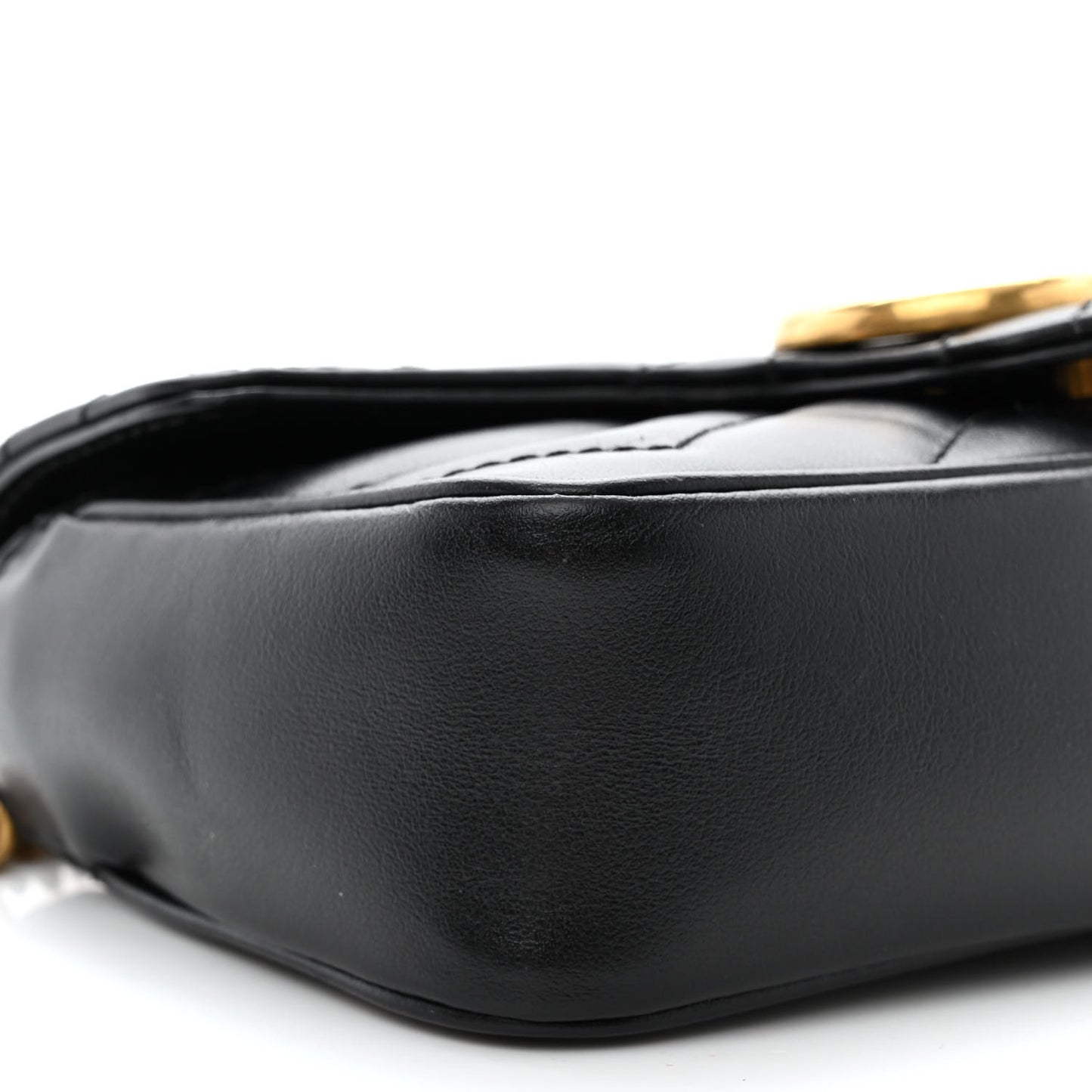 Calfskin Matelasse Super Mini GG Marmont Shoulder Bag Black
