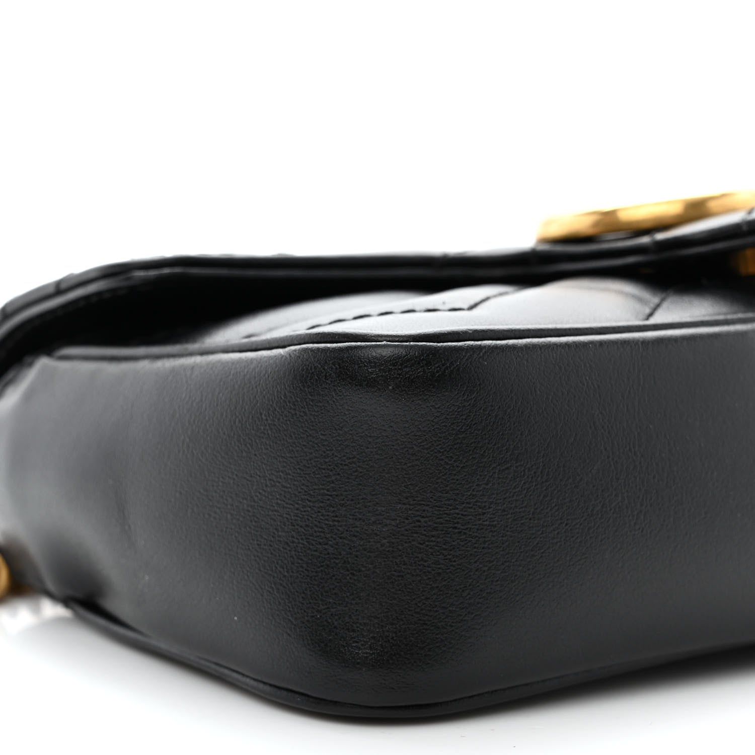 Gucci Calfskin Matelasse Super Mini GG Marmont Shoulder Bag Black 9 of 10