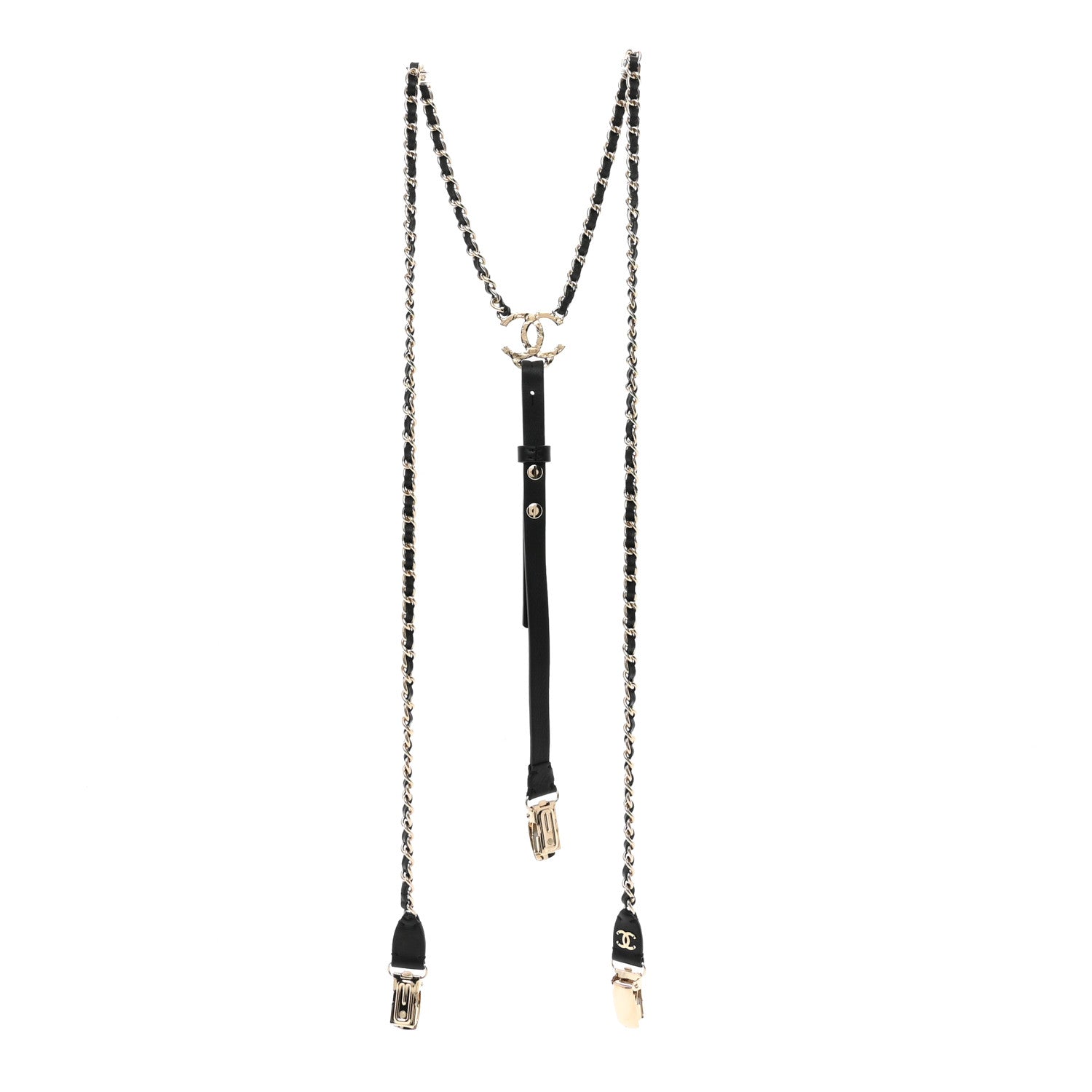 Chanel Calfskin CC Chain Suspenders S Black 1 of 3