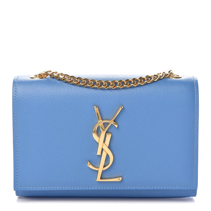 Saint Laurent Grain De Poudre Small Classic Monogram Kate Satchel Blue Clair 1 of 9
