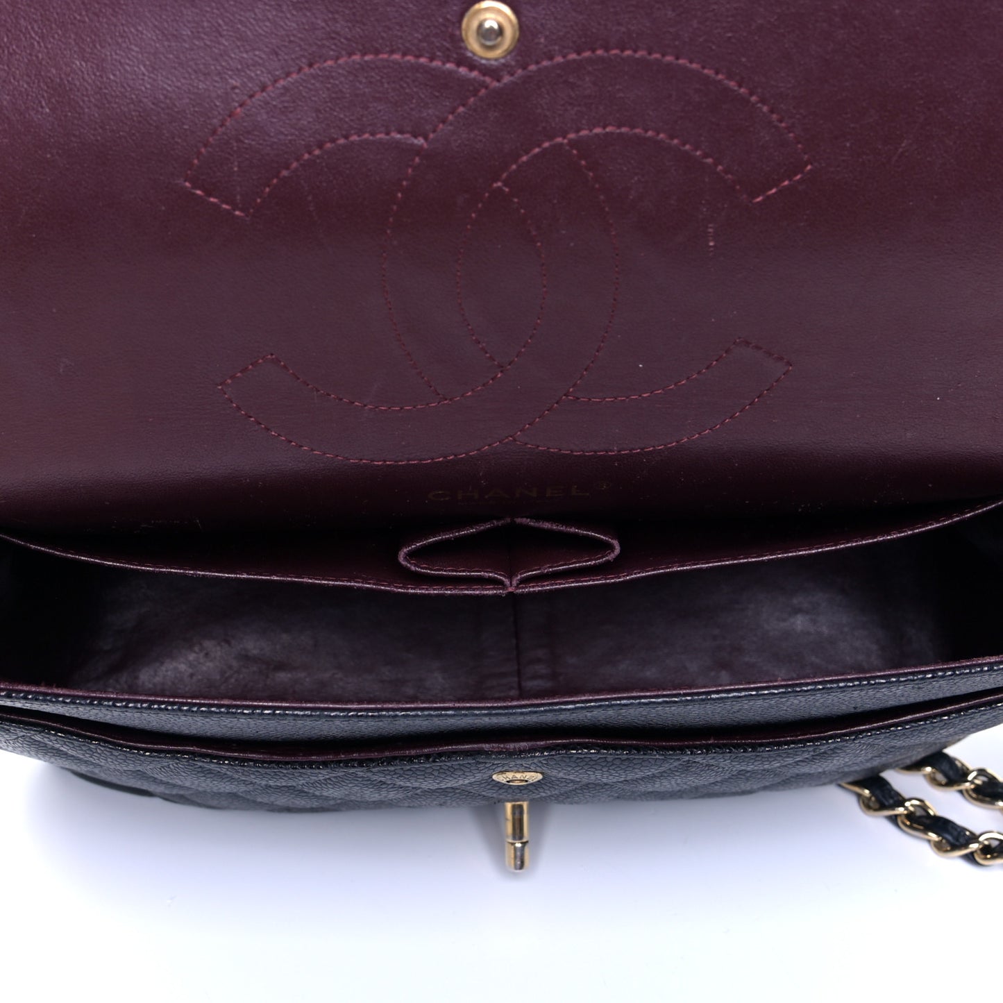 Caviar Quilted Jumbo Double Flap Black