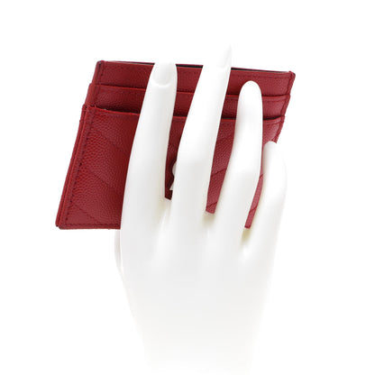 Saint Laurent Grain De Poudre Matelasse Chevron Monogram Credit Card Case Rouge Eros 2 of 8