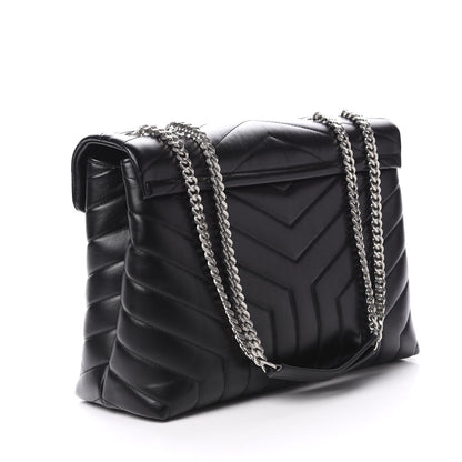 Saint Laurent Calfskin Y Quilted Monogram Medium Loulou Chain Satchel Black 2 of 11