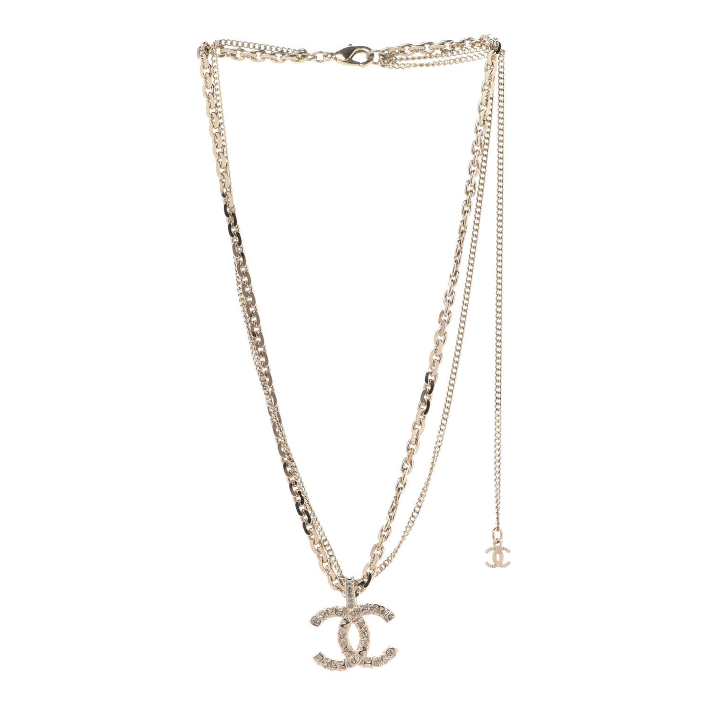 Crystal CC Multi Strand Chain Necklace Gold