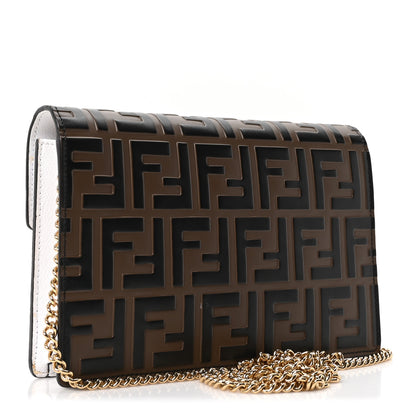 Fendi Vitello Cruise F is Fendi Bi-Color FF 1974 Embossed Medium Envelope Wallet On Chain Maya Black White 3 of 10