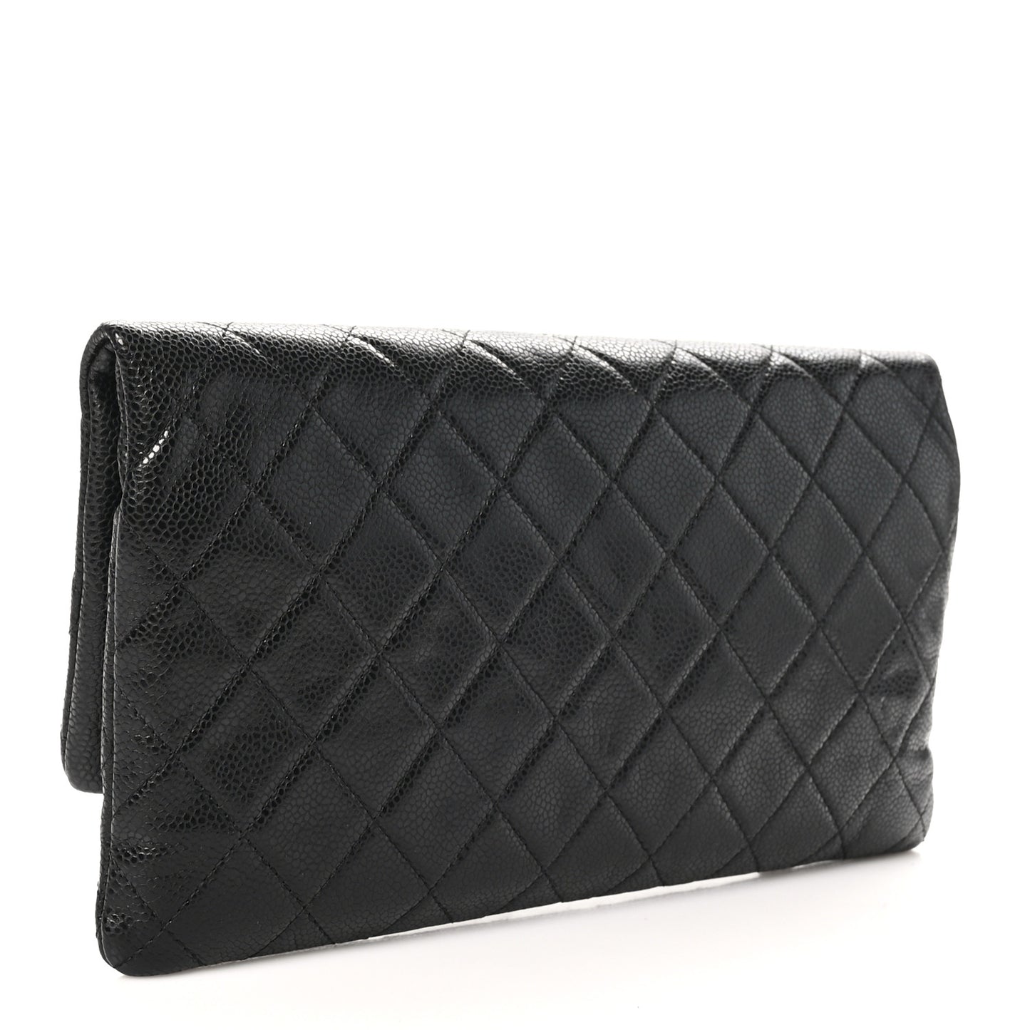 Caviar Quilted CC Beauty Clutch Black