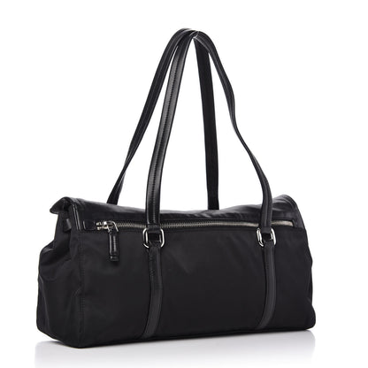 Prada Tessuto Nylon Nappa Foldover Pushlock Satchel Black 3 of 10