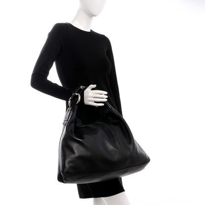 Gucci Calfskin Large Horsebit Chain Hobo Black 2 of 10