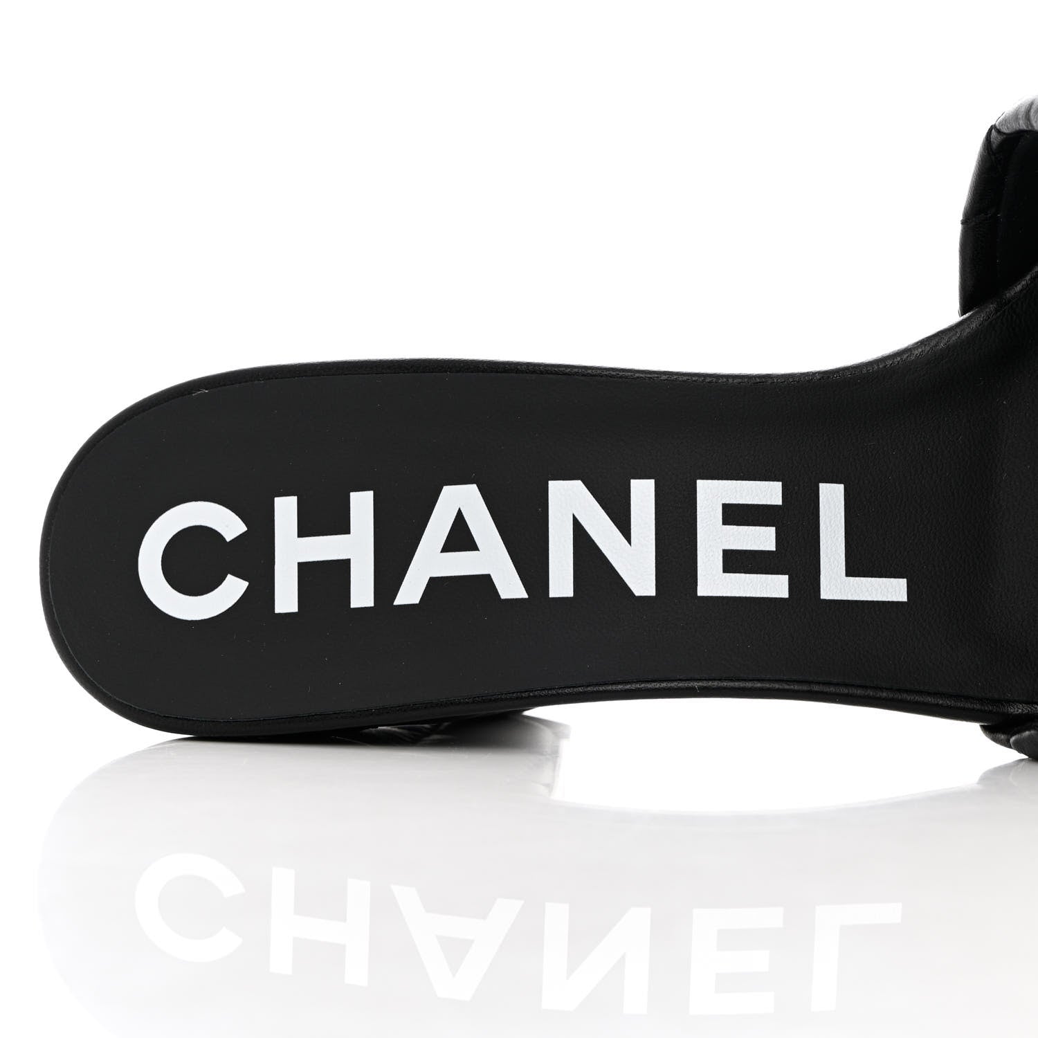 Chanel Lambskin Quilted Textured CC Mules 38.5 Black 7 of 9