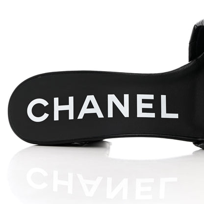 Chanel Lambskin Quilted Textured CC Mules 38.5 Black 7 of 9