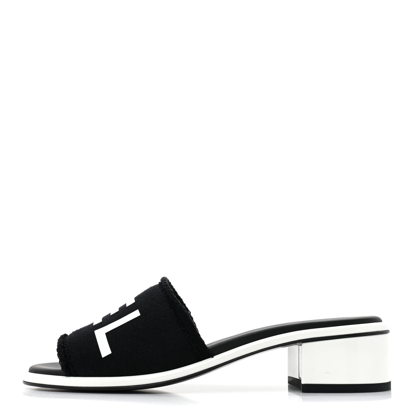 Cotton Logo Mule Sandals 35 Black White