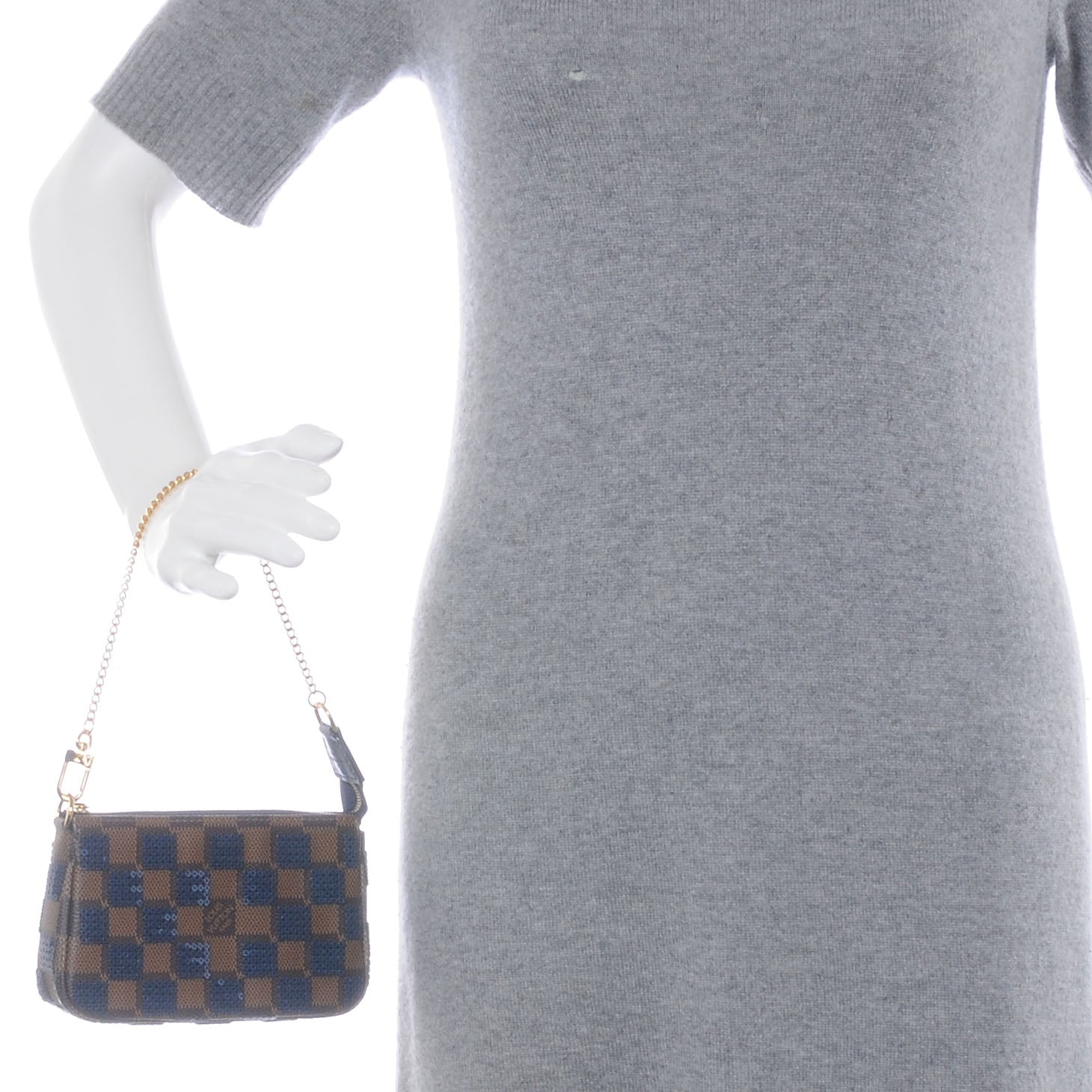 Louis Vuitton Damier Paillettes Mini Pochette Blue 2 of 8