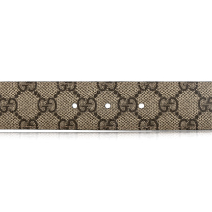 Gucci GG Supreme Monogram Plutone Calfskin Double G Reversible 37mm Belt 100 40 Beige Ebony New Acero 3 of 11