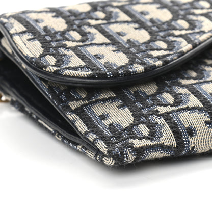 Christian Dior Oblique Saddle Chain Long Wallet Blue 9 of 10