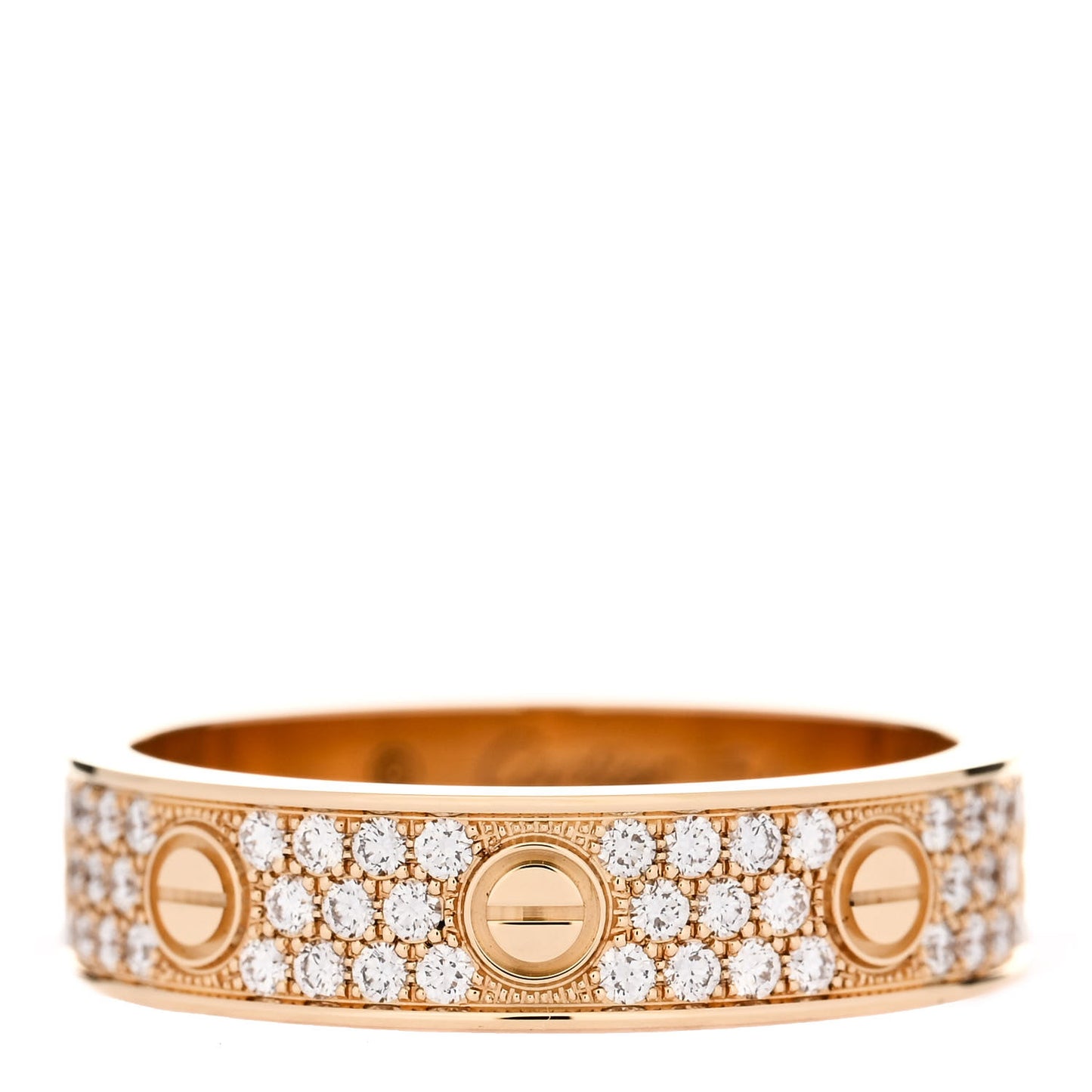 18K Yellow Gold Diamond 5mm LOVE Wedding Paved Band Ring 54 7