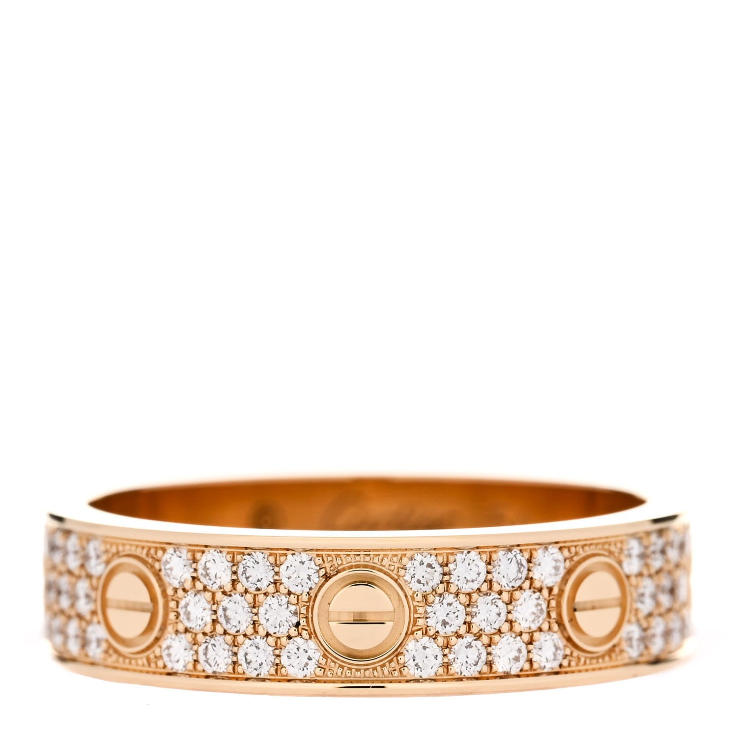 Cartier 18K Yellow Gold Diamond 5mm LOVE Wedding Paved Band Ring 54 7 1 of 5