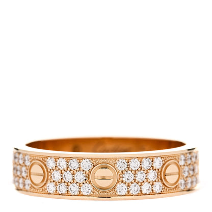 Cartier 18K Yellow Gold Diamond 5mm LOVE Wedding Paved Band Ring 54 7 1 of 5