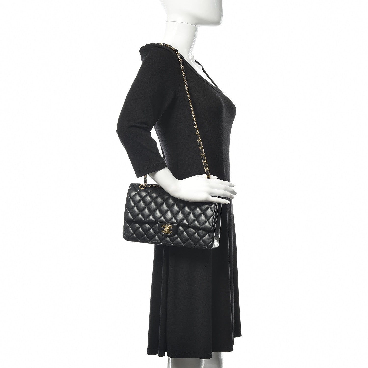 Chanel Lambskin Quilted Medium Double Flap Black 2 of 12