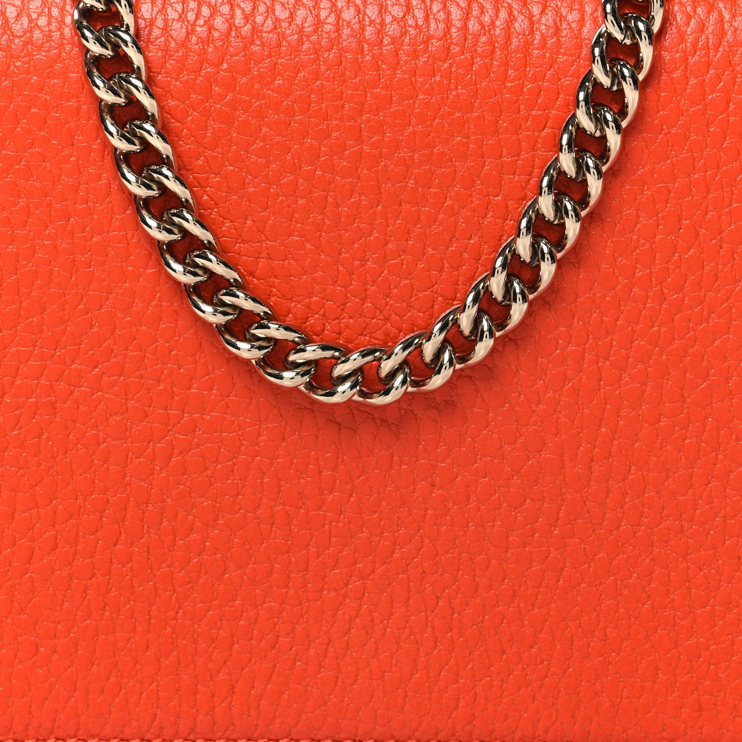 Dollar Calfskin Medium Betty Chain Wallet Sun Orange