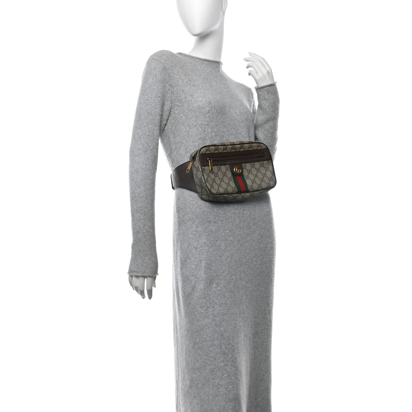 Soft GG Supreme Monogram Medium Ophidia Belt Bag Dark Brown