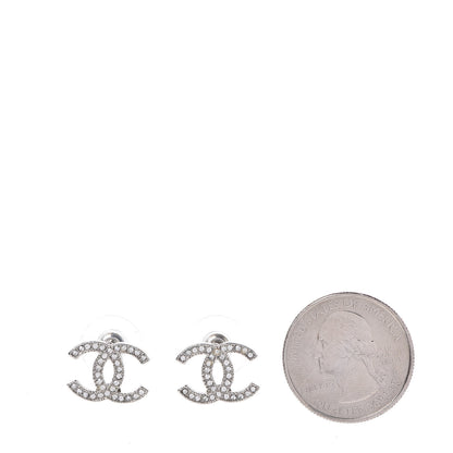 Chanel Crystal Timeless CC Earrings Silver 2 of 5