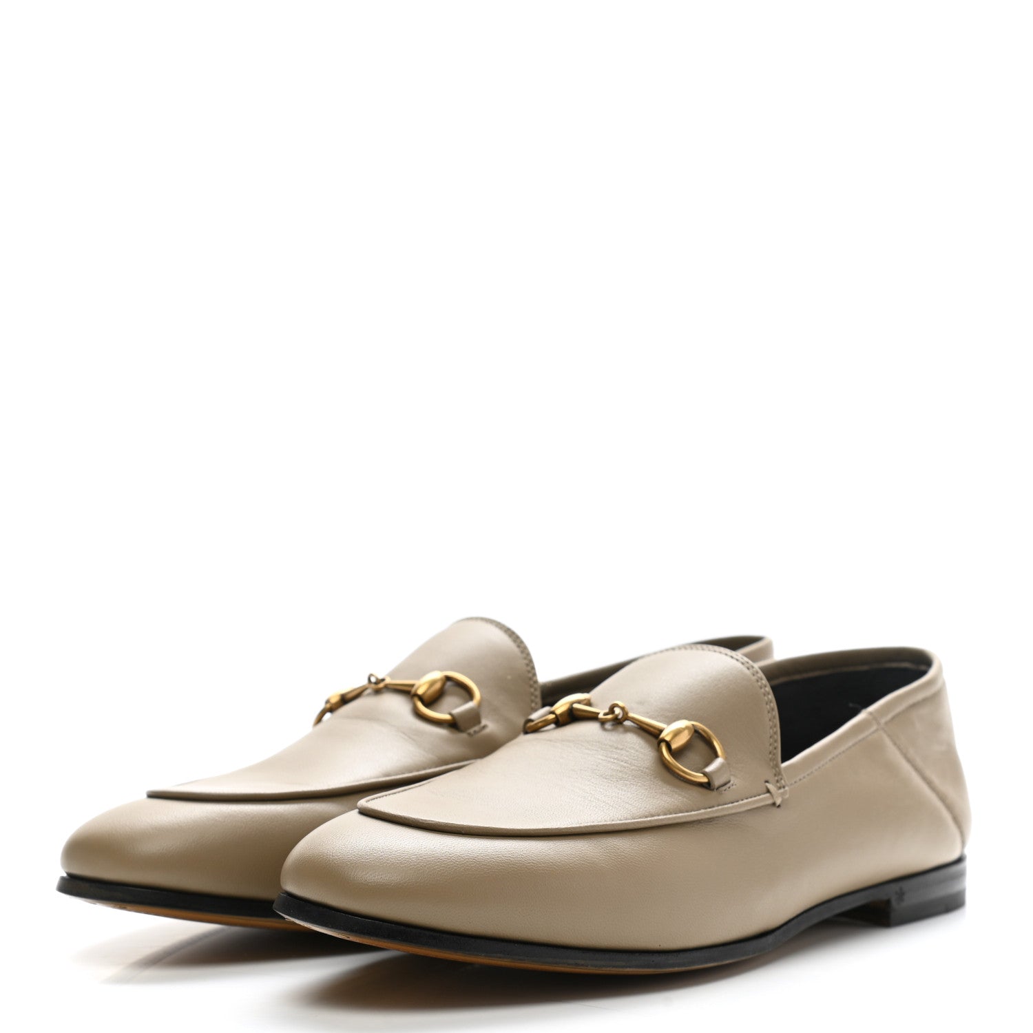 Gucci Lambskin Womens Brixton Horsebit Loafers 38 Mud 3 of 9