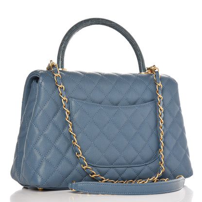 Chanel Caviar Lizard Quilted Small Coco Handle Flap Blue 4 of 9