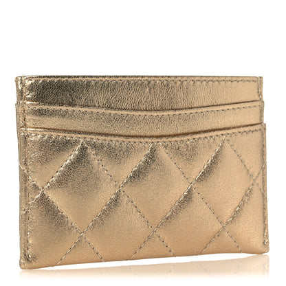 Chanel Metallic Lambskin Quilted CC Card Holder Gold 3 of 10
