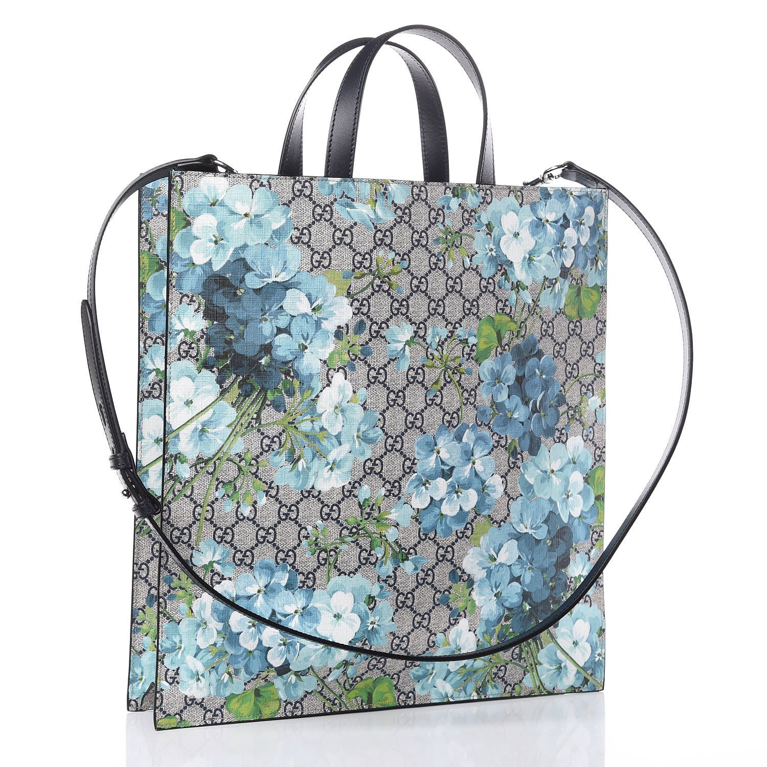 Gucci Soft GG Supreme Monogram Blooms Vertical Tote Blue 3 of 9