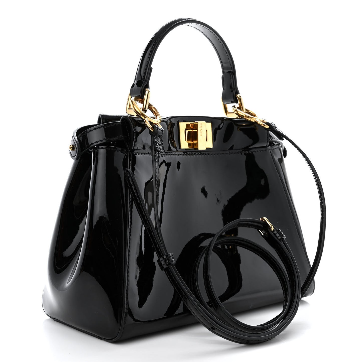 Vitello Vernice Mou Mini Peekaboo Iconic Satchel Black