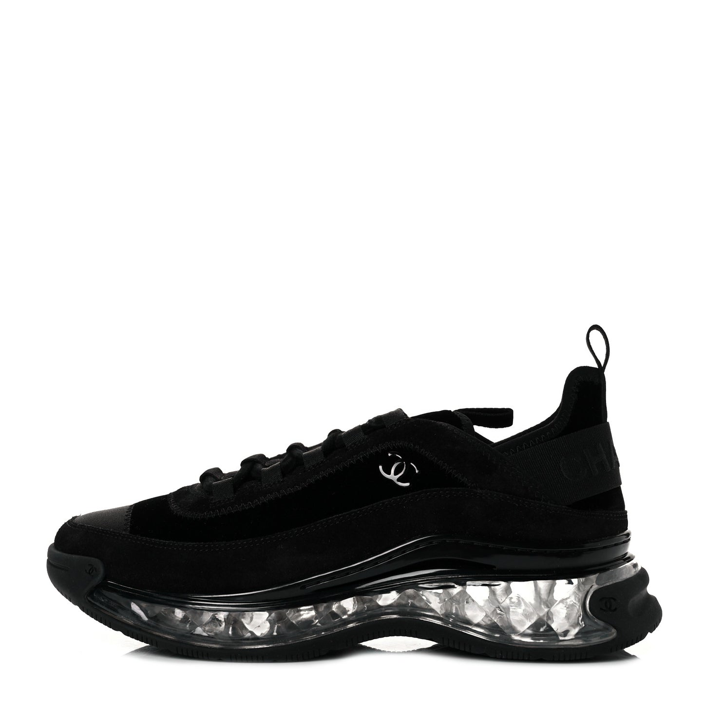 Suede Calfskin Velvet Grosgrain CC Sneakers 39.5 Black