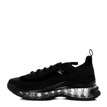 Chanel Suede Calfskin Velvet Grosgrain CC Sneakers 39.5 Black 1 of 8
