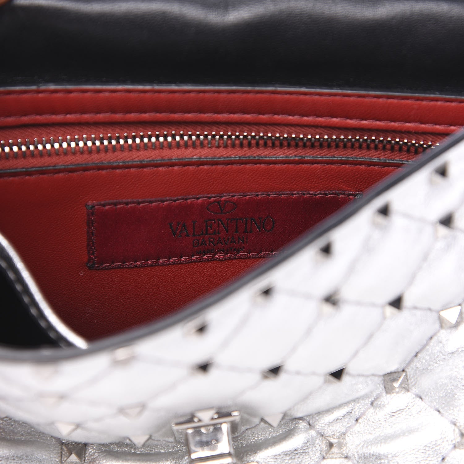 Valentino Garavani Metallic Nappa Medium Rockstud Spike Shoulder Bag Silver 5 of 9