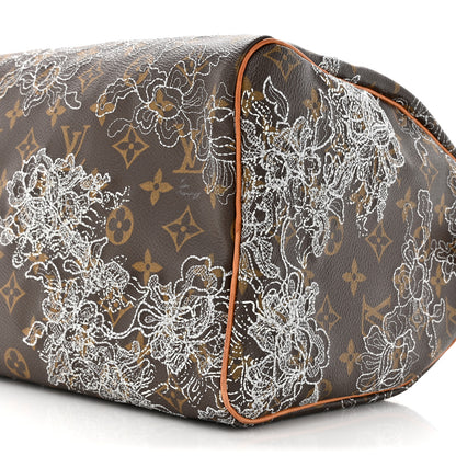 Louis Vuitton Monogram Dentelle Speedy 30 Silver 8 of 16